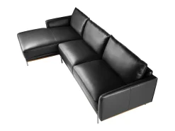 Angel Cerda Sofá chaise longue esquerdo em pele preta 6198^ Sofá