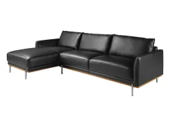 Angel Cerda Sofá chaise longue esquerdo em pele preta 6198^ Sofá