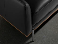 Angel Cerda Sofá chaise longue esquerdo em pele preta 6198^ Sofá