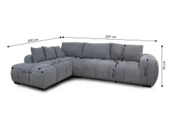 Outlet Saldosystocks Sofá Chaise Longue Executivo G-Gold 300cm Cinza Chaise Longue Esquerdo Cinzento