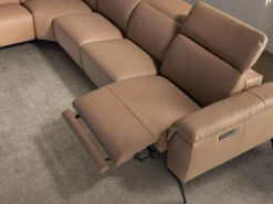 Sofá*Angel Cerda Sofá chaise longue relax modular esquerdo em pele castanha 6281 Castanho