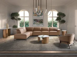 Sofá*Angel Cerda Sofá chaise longue relax modular esquerdo em pele castanha 6281 Castanho