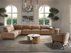 Sofá*Angel Cerda Sofá chaise longue relax modular esquerdo em pele castanha 6281 Castanho