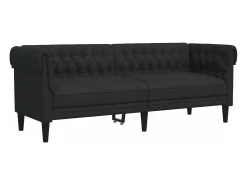 Best Sofá chesterfield 3 lugares tecido PT841941 Preto