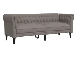 Sofá| Sofá chesterfield 3 lugares tecido cinzento-acastanhado PT218921 Taupe