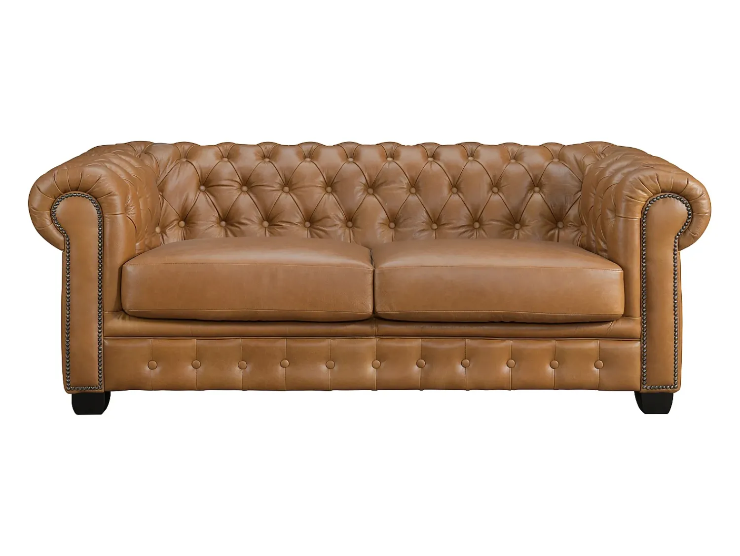 LINEA SOFA Sofá chesterfield 3 lugares 100% pele de búfalo superior caramelo vintage BRENTON^ Sofá