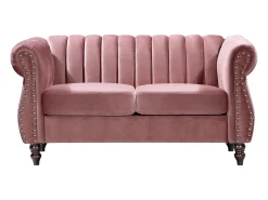Online Vente-unique Sofá Chesterfield 2 lugares em veludo cor-de-rosa vintage TRUMBO Rosa claro