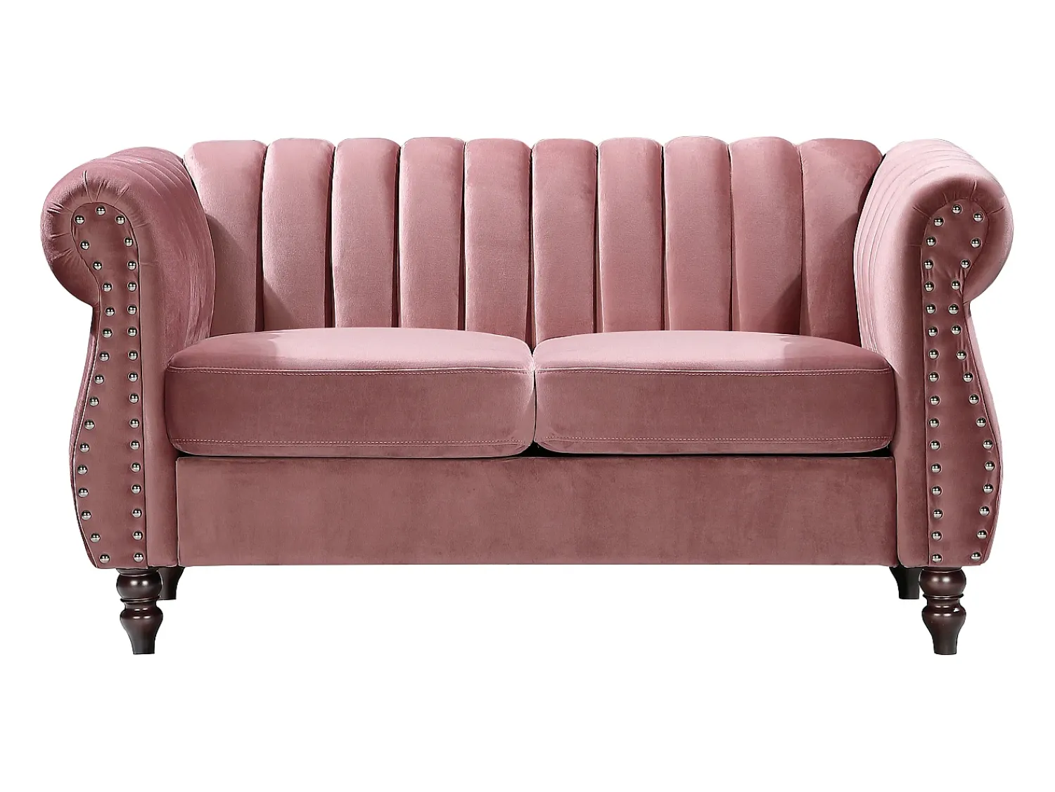 Online Vente-unique Sofá Chesterfield 2 lugares em veludo cor-de-rosa vintage TRUMBO Rosa claro