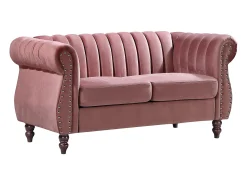 Online Vente-unique Sofá Chesterfield 2 lugares em veludo cor-de-rosa vintage TRUMBO Rosa claro