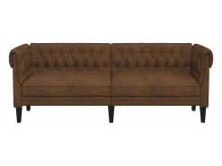 Sofá|vidaxl Sofá chesterfield 3 lugares tecido Castanho