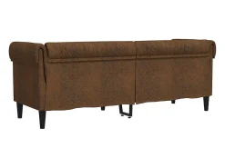 Sofá|vidaxl Sofá chesterfield 3 lugares tecido Castanho