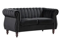 Sofá*Vente-unique Sofá chesterfield 2 lugares em veludo TRUMBO Preto