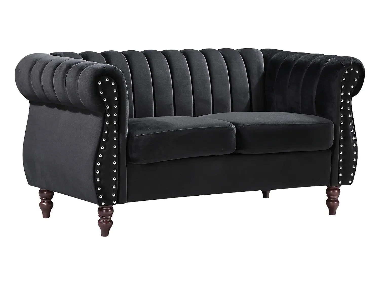 Sofá*Vente-unique Sofá chesterfield 2 lugares em veludo TRUMBO Preto