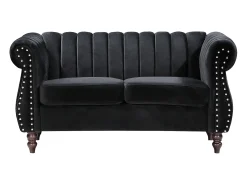 Sofá*Vente-unique Sofá chesterfield 2 lugares em veludo TRUMBO Preto