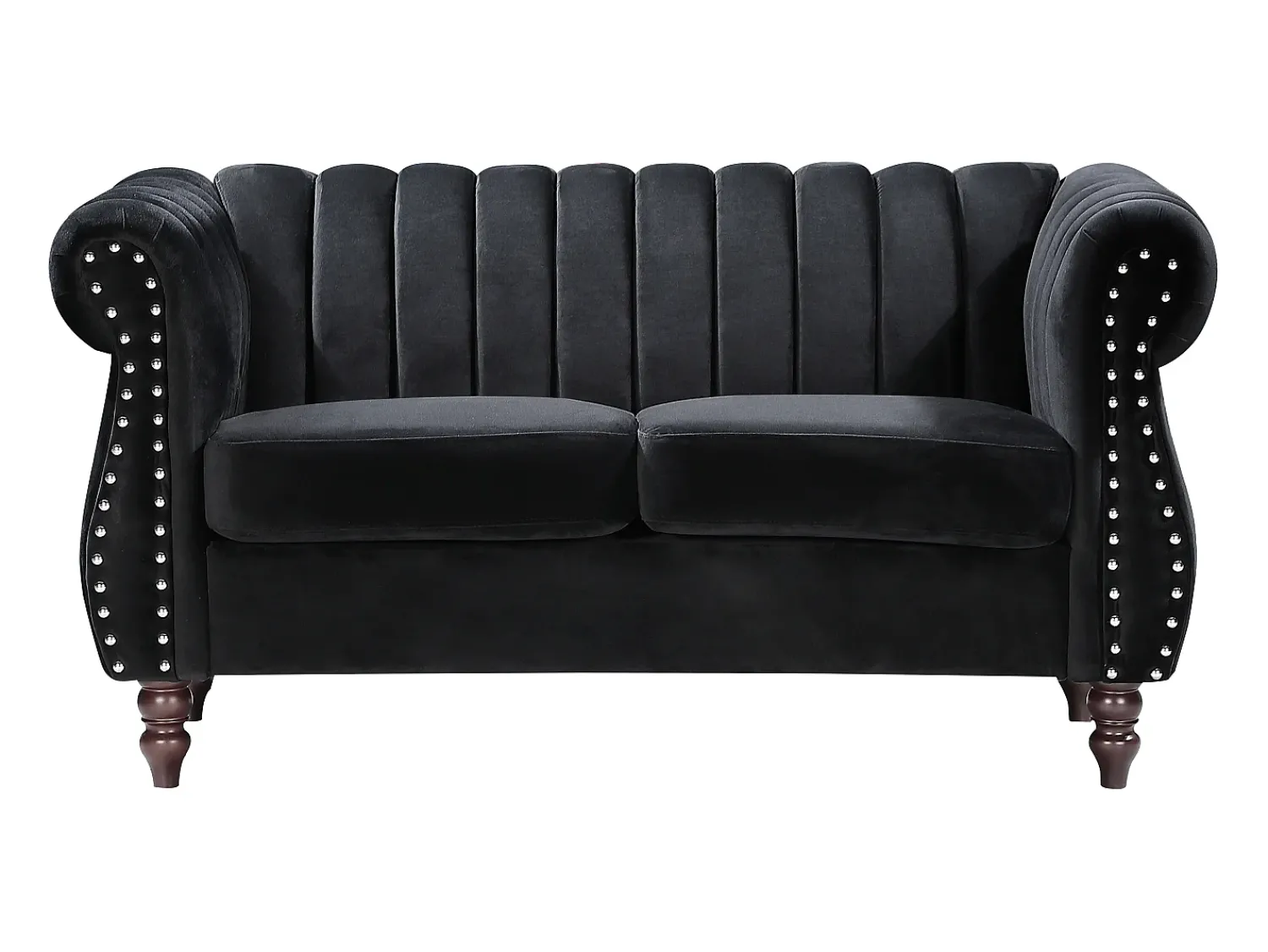 Sofá*Vente-unique Sofá chesterfield 2 lugares em veludo TRUMBO Preto