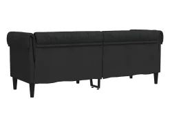 vidaxl Sofá chesterfield 3 lugares tecido Preto