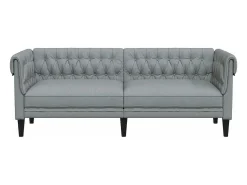 Sofá*vidaxl Sofá chesterfield 3 lugares tecido -claro Cinzento
