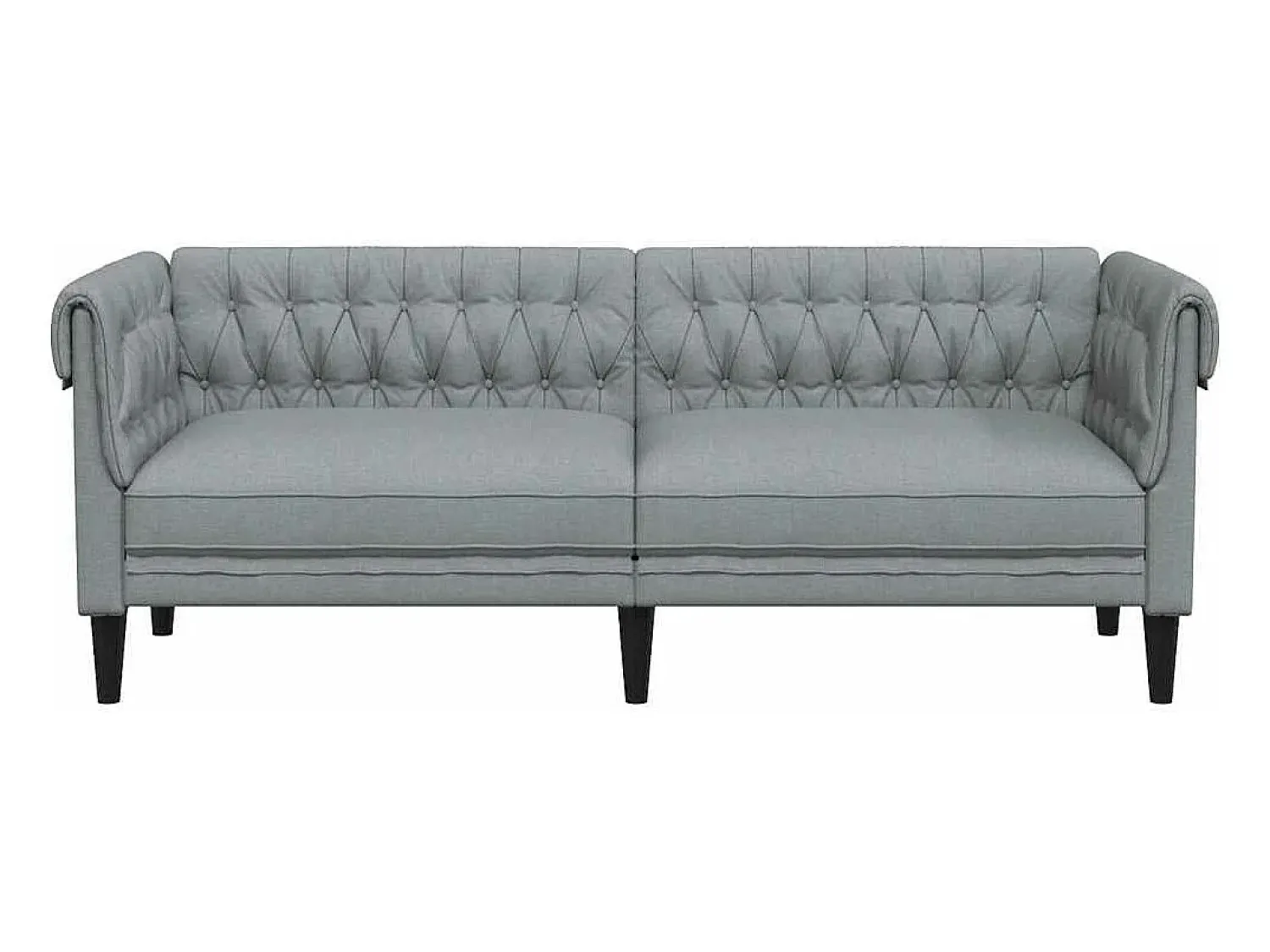 Sofá*vidaxl Sofá chesterfield 3 lugares tecido -claro Cinzento