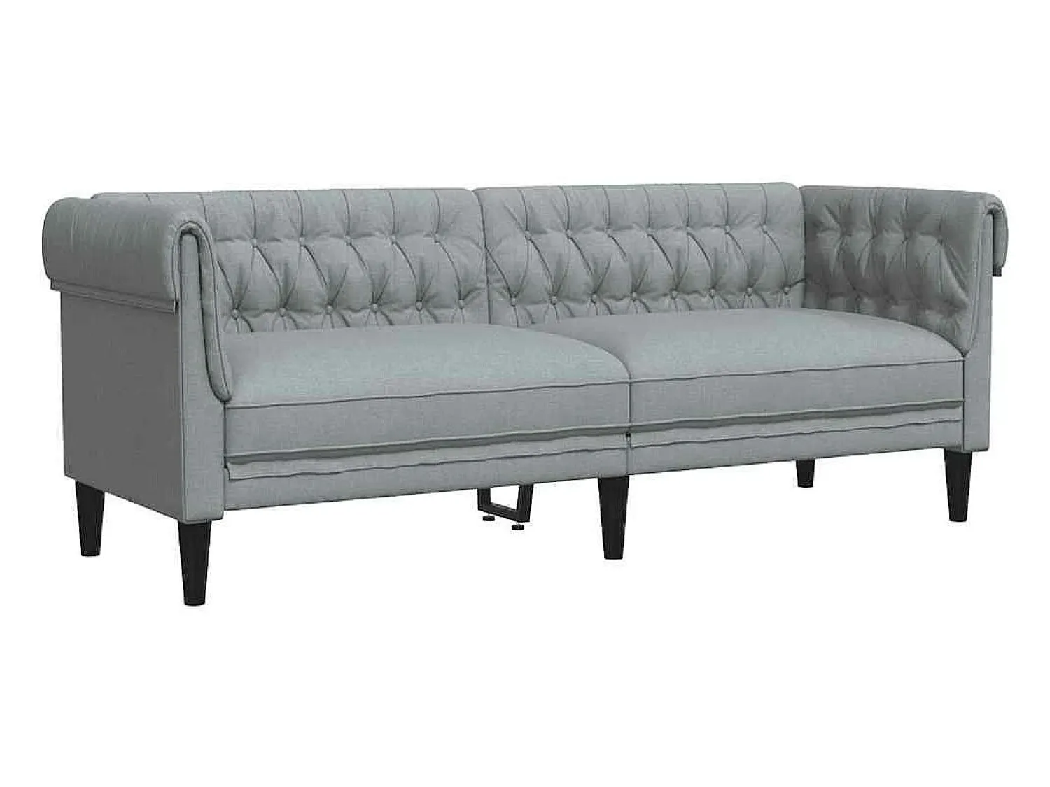 Sofá*vidaxl Sofá chesterfield 3 lugares tecido -claro Cinzento