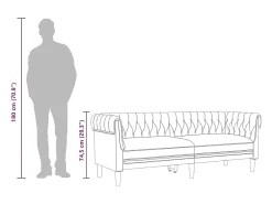 Sofá|vidaxl Sofá chesterfield 3 lugares linho Creme