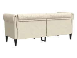 New vidaxl Sofá chesterfield 2 lugares linho Creme