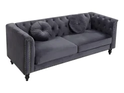 Vente-unique Sofá chesterfield 3 lugares em veludo antracite TURNER^ Sofá