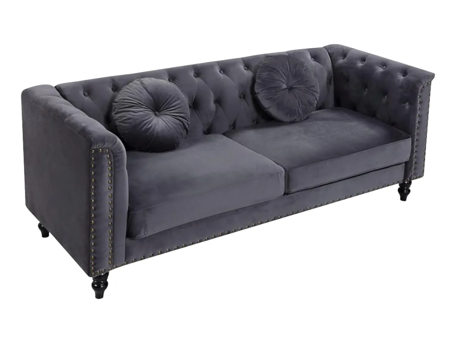 Vente-unique Sofá chesterfield 3 lugares em veludo antracite TURNER^ Sofá