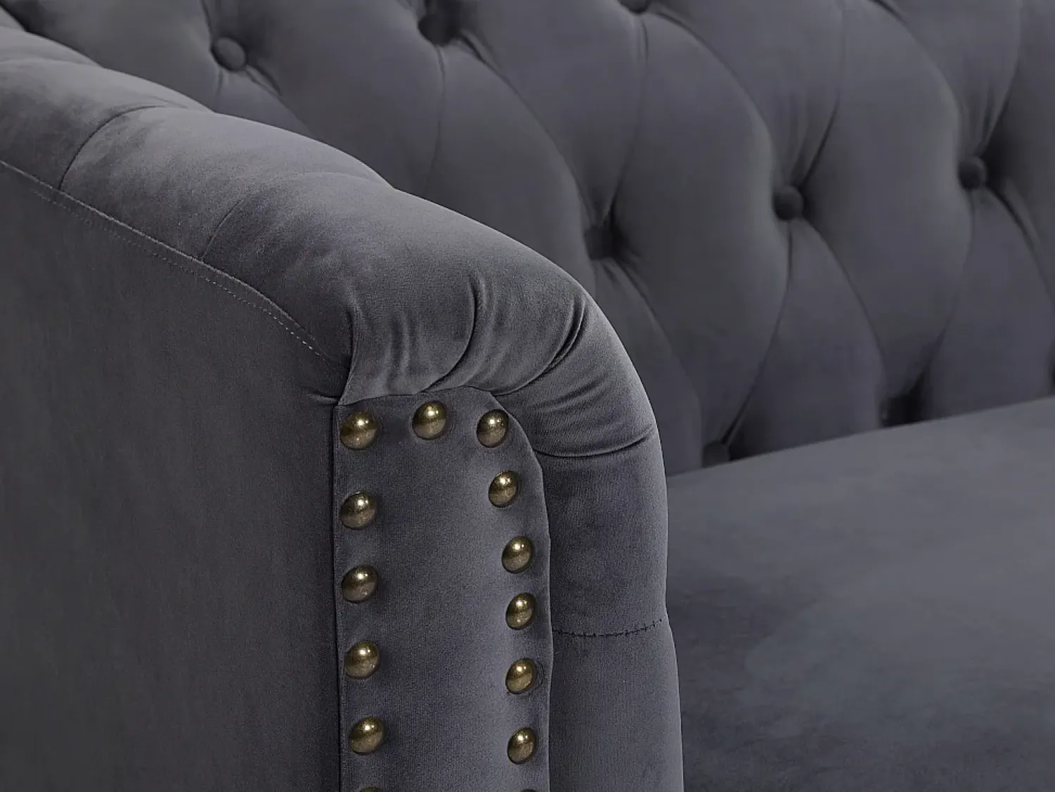 Vente-unique Sofá chesterfield 3 lugares em veludo antracite TURNER^ Sofá