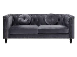 Vente-unique Sofá chesterfield 3 lugares em veludo antracite TURNER^ Sofá