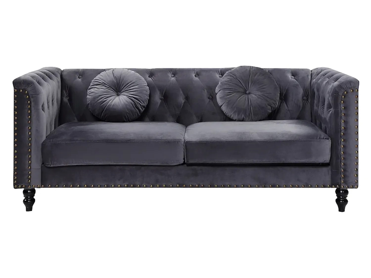 Vente-unique Sofá chesterfield 3 lugares em veludo antracite TURNER^ Sofá