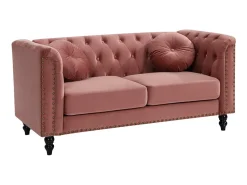 Sofá|Vente-unique Sofá chesterfield 2 lugares em veludo cor-de- velho TURNER Rosa