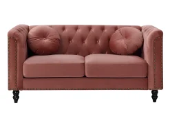 Sofá|Vente-unique Sofá chesterfield 2 lugares em veludo cor-de- velho TURNER Rosa
