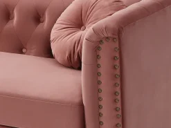 Sofá|Vente-unique Sofá chesterfield 2 lugares em veludo cor-de- velho TURNER Rosa