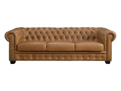 Hot LINEA SOFA Sofá chesterfield 4 lugares 100% pele de búfalo superior caramelo vintage BRENTON Camel