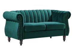 Sofá*Vente-unique Sofá Chesterfield 2 lugares em veludo TRUMBO Verde esmeralda