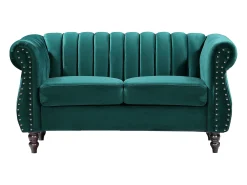 Sofá*Vente-unique Sofá Chesterfield 2 lugares em veludo TRUMBO Verde esmeralda