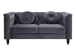 Vente-unique Sofá chesterfield 2 lugares em veludo antracite TURNER^ Sofá