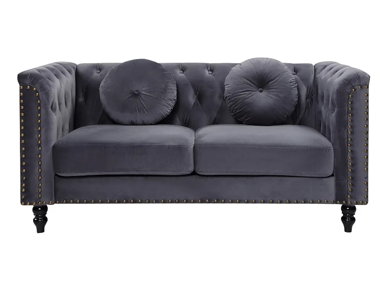 Vente-unique Sofá chesterfield 2 lugares em veludo antracite TURNER^ Sofá