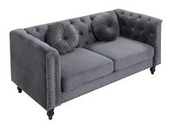 Vente-unique Sofá chesterfield 2 lugares em veludo antracite TURNER^ Sofá