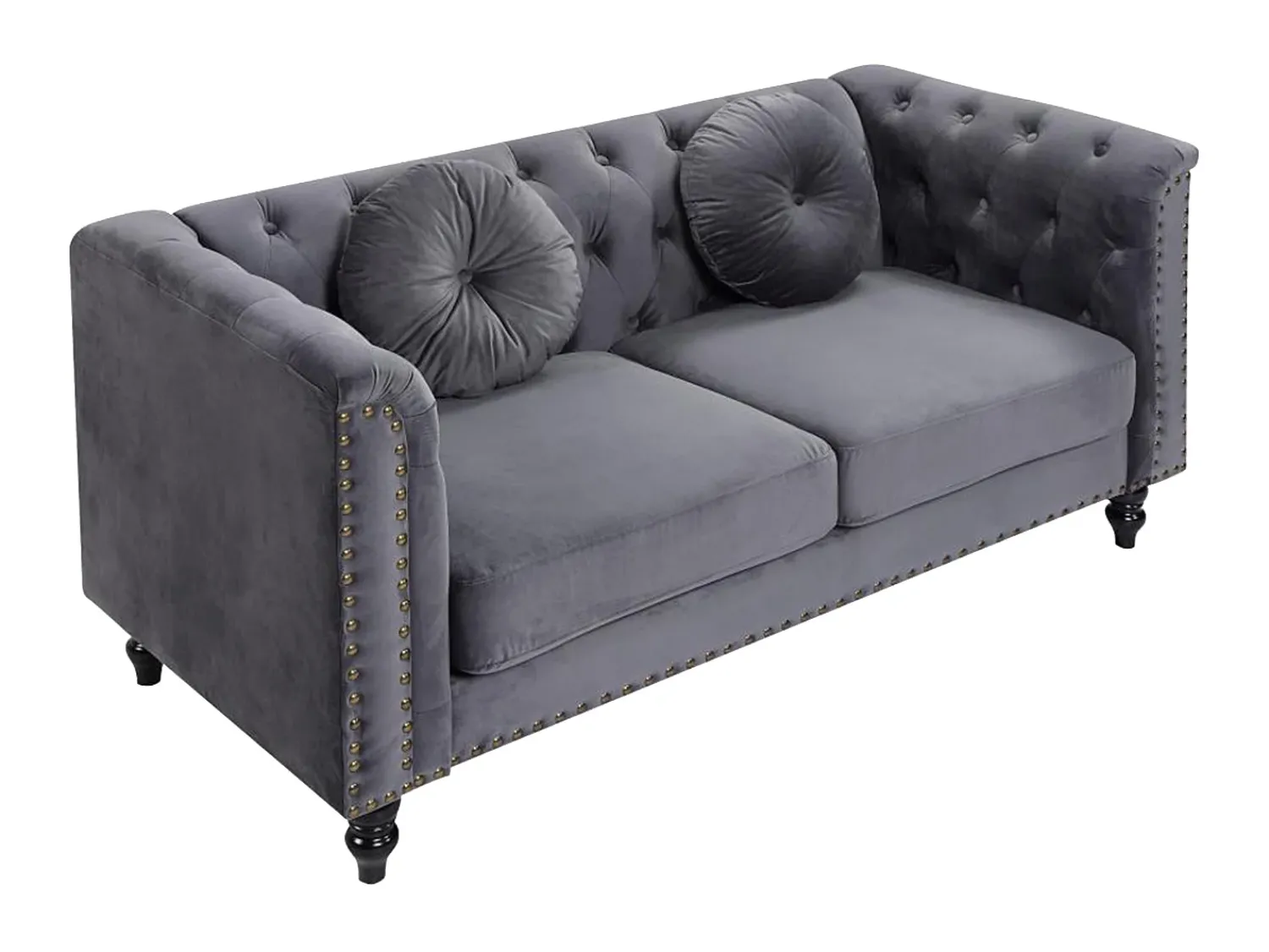 Vente-unique Sofá chesterfield 2 lugares em veludo antracite TURNER^ Sofá