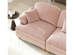 Sale DripeX Sofá chesterfield 2 lugares em felpudo - com puff e 2 almofadas - saia removível - 194x140x93cm Rosa