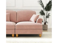 Sale DripeX Sofá chesterfield 2 lugares em felpudo - com puff e 2 almofadas - saia removível - 194x140x93cm Rosa
