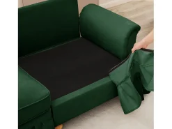 DripeX Sofá chesterfield 2 lugares em felpudo - com 2 puffs e 2 almofadas - saia removível - 194x140x93cm^ Sofá