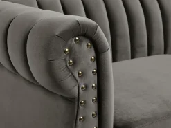 Sofá*Vente-unique Sofá chesterfield 3 lugares estilo chesterfield em veludo antracite TRUMBO Cinzento