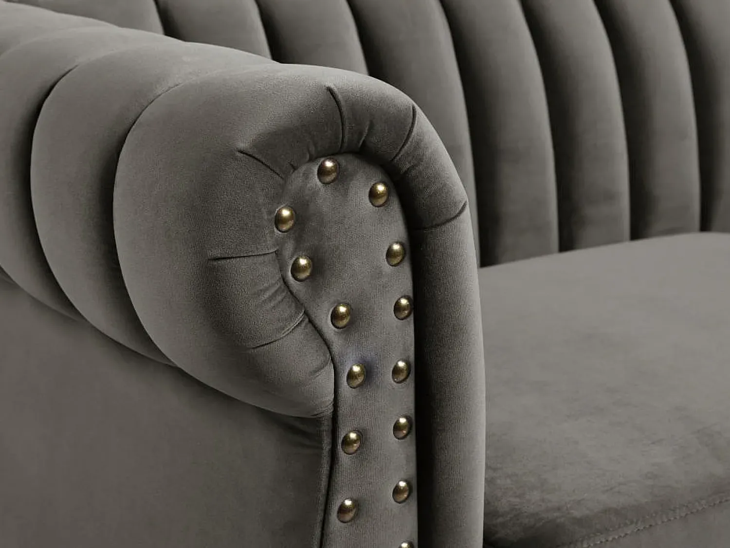 Sofá*Vente-unique Sofá chesterfield 3 lugares estilo chesterfield em veludo antracite TRUMBO Cinzento