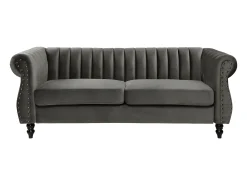 Sofá*Vente-unique Sofá chesterfield 3 lugares estilo chesterfield em veludo antracite TRUMBO Cinzento
