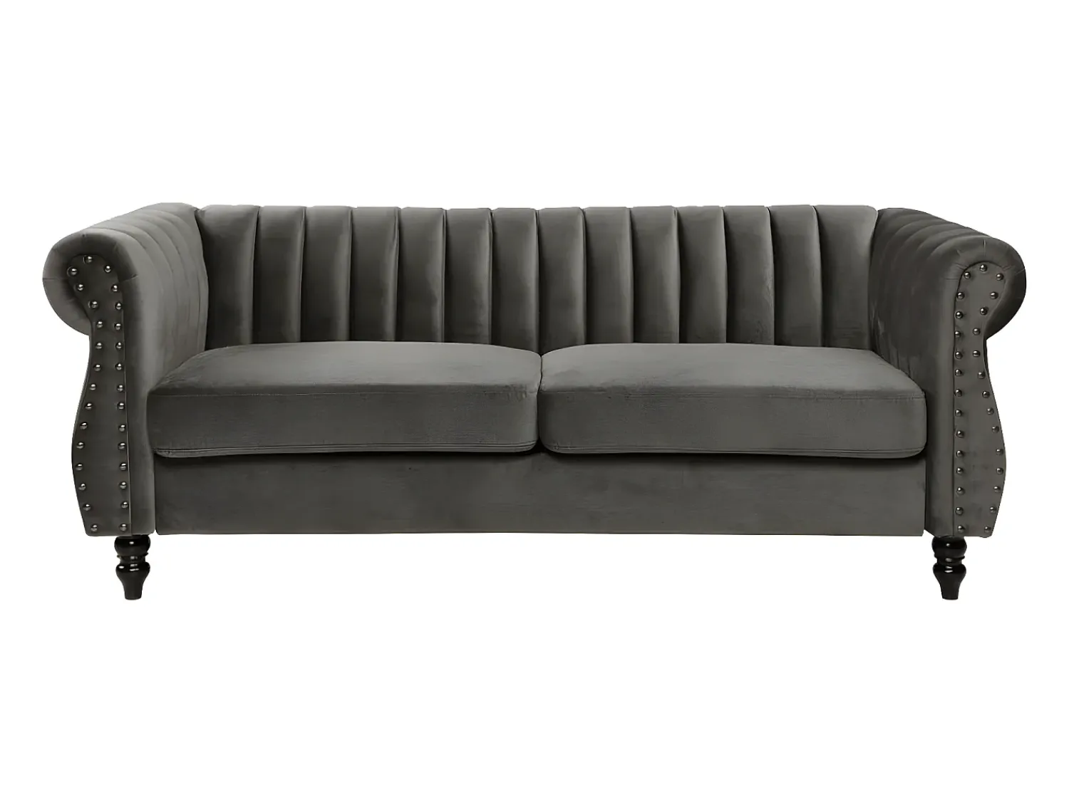 Sofá*Vente-unique Sofá chesterfield 3 lugares estilo chesterfield em veludo antracite TRUMBO Cinzento