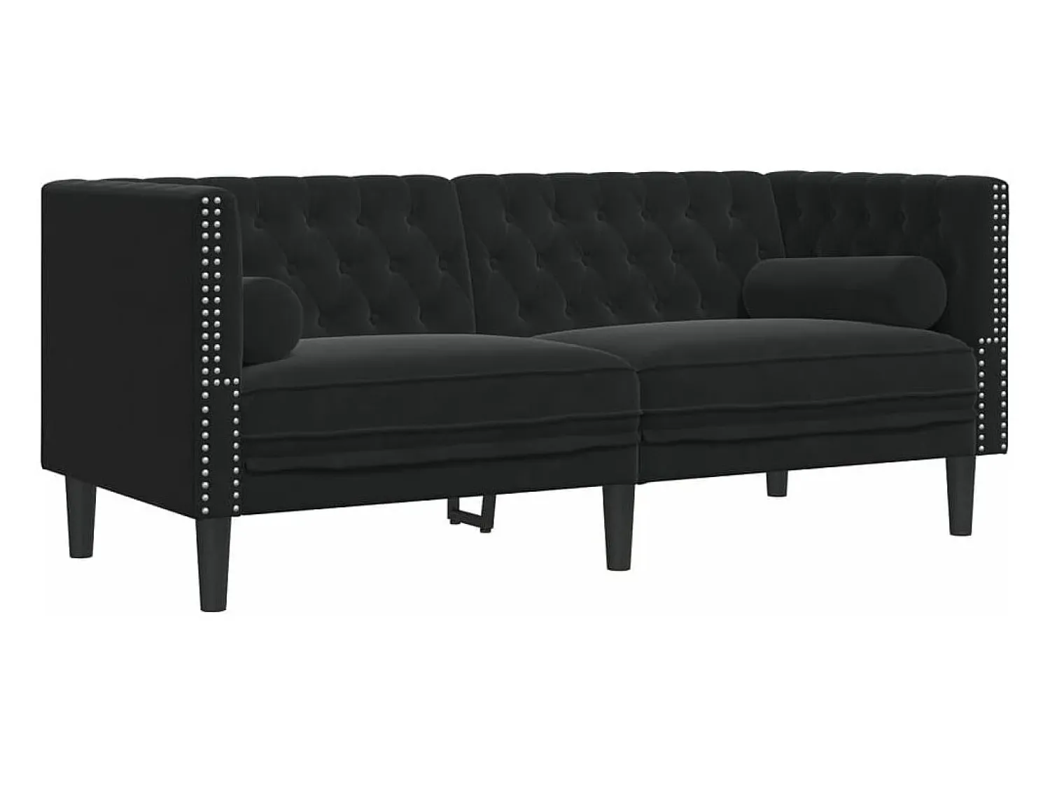 Sofá|vidaxl Sofá chesterfield com rolos 2 lugares veludo Preto