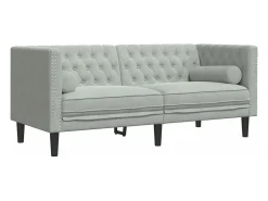 Online vidaxl Sofá chesterfield com rolos 2 lugares veludo -claro Cinzento