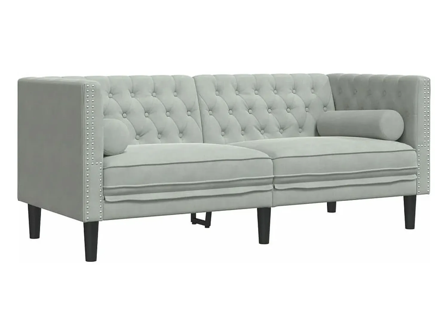 Online vidaxl Sofá chesterfield com rolos 2 lugares veludo -claro Cinzento